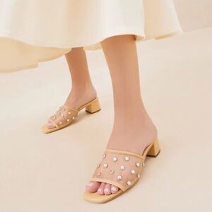NEW Loeffler Randall Brooke Slide Sandal JEWEL MESH LEATHER